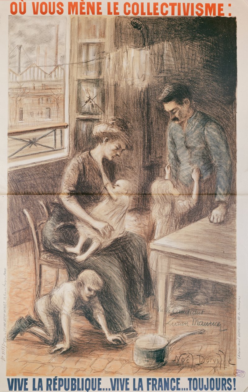 Egy gyári munkásház, választási plakát, 1909-es színes litó alkotó: Noel Dorville