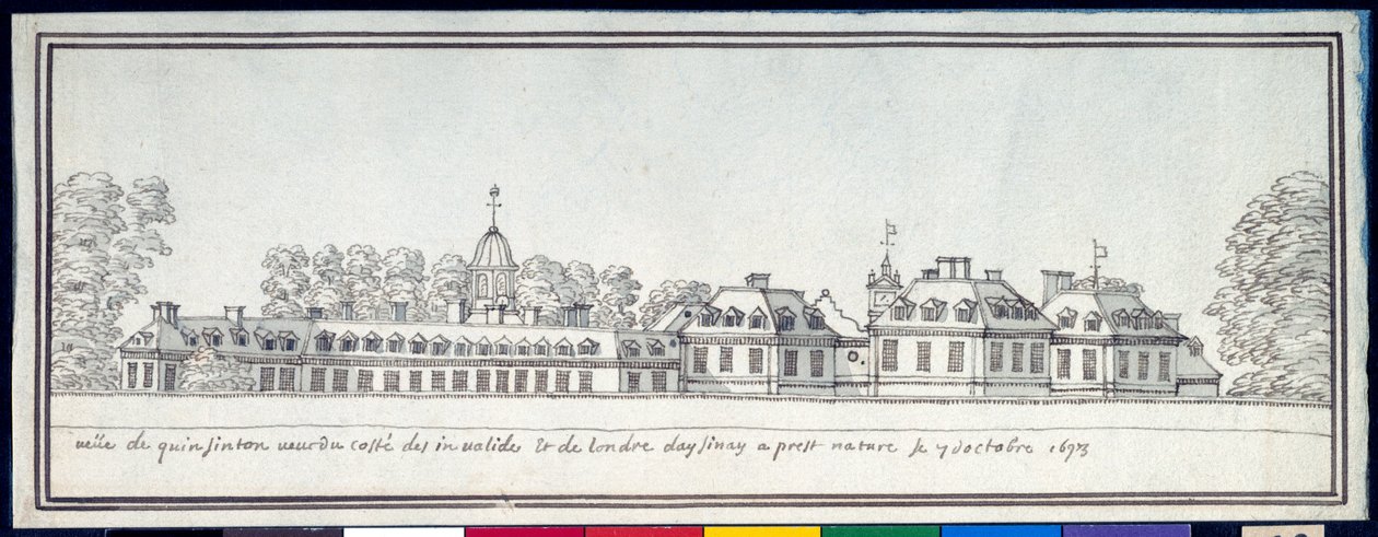 Kensington-palota, 1693. október 7. (toll és tinta mosással a papíron) alkotó: Noel Gasselin