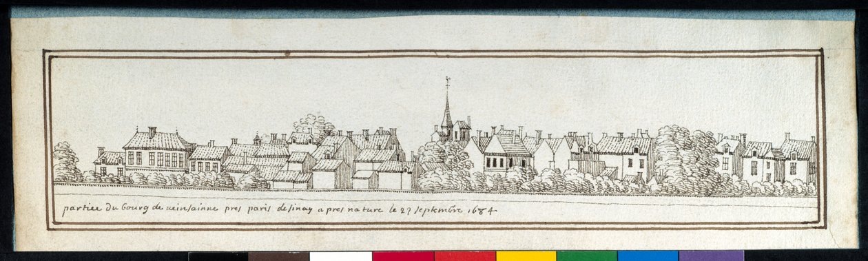 Vincennes település része (toll és tinta papíron) alkotó: Noel Gasselin