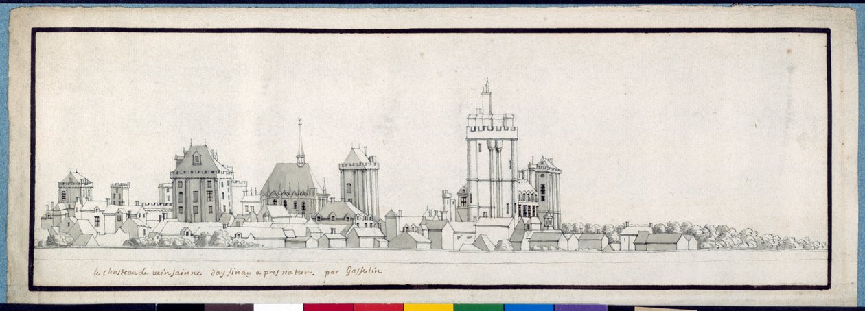 A Chateau de Vincennes (toll és tinta mosással papíron) alkotó: Noel Gasselin