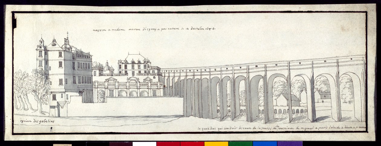 Az Arcueil-i vízvezeték (toll és tinta mosással papíron) alkotó: Noel Gasselin