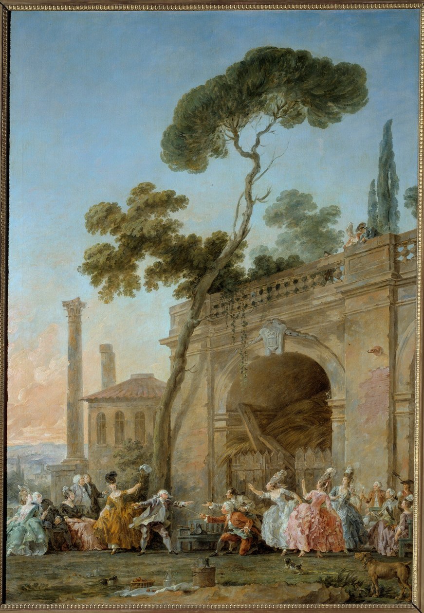 Colin-aillard (Colin Maillard játéka). Karácsony Halle festménye (1711-1781), 1770-1780 körül. Olajfestmény. Amiens, Musee De Picardie alkotó: Noel Halle