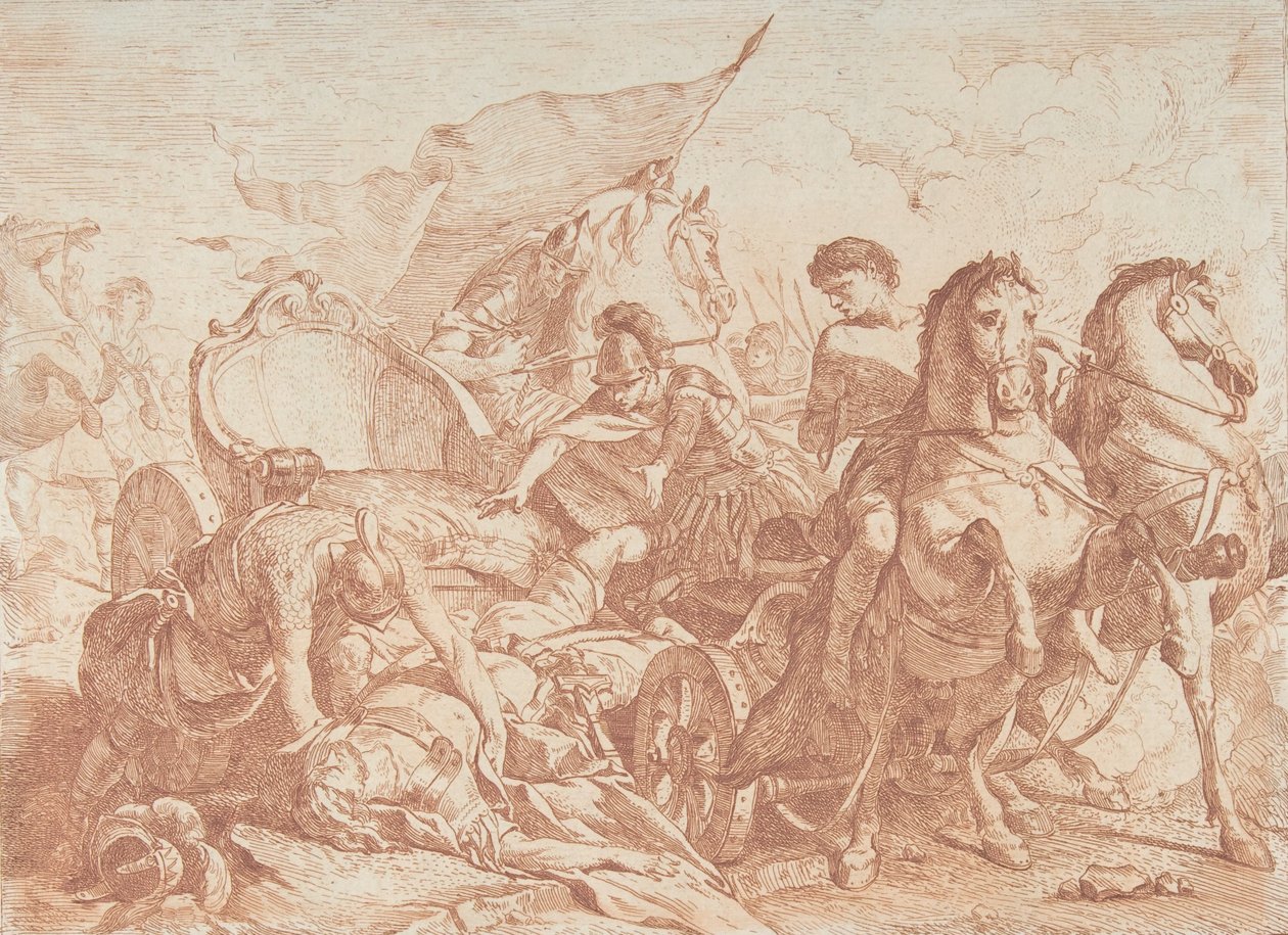 Antiochus bukása szekeréről, 18. század., 18. század. alkotó: Noel Halle
