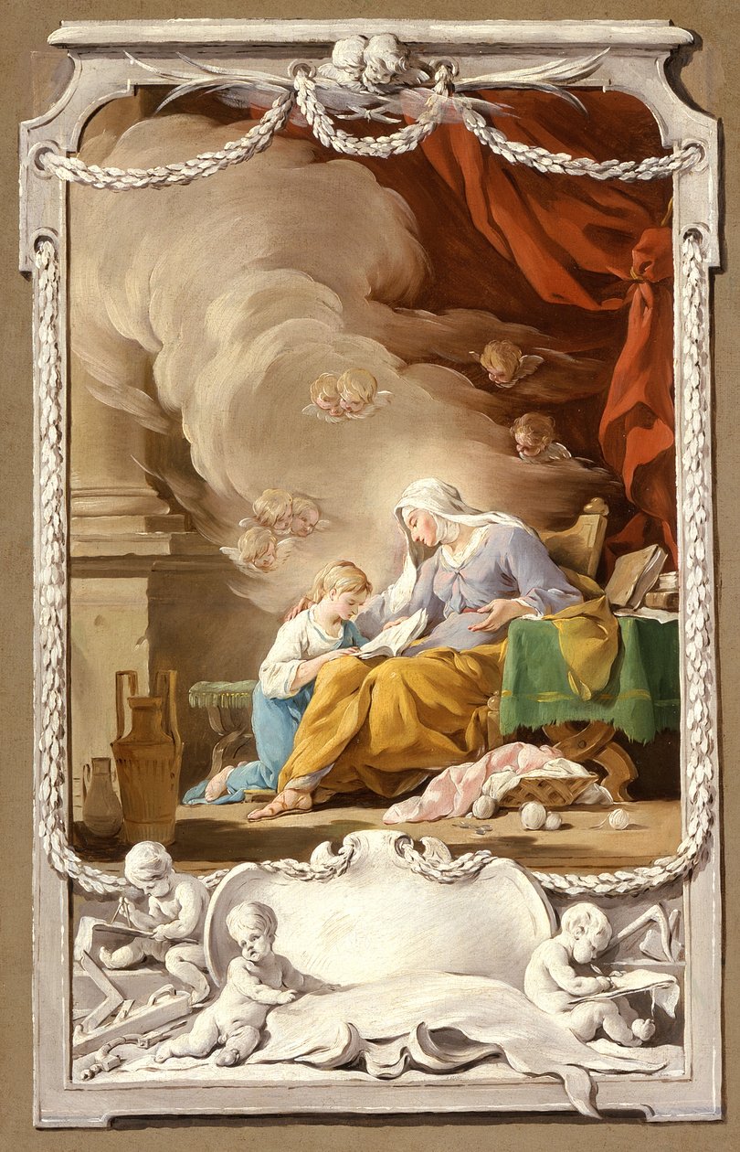 Szent Anna kinyilatkoztatja a Szűznek Ésaiás próféciáját, 1749 körül alkotó: Noel Halle
