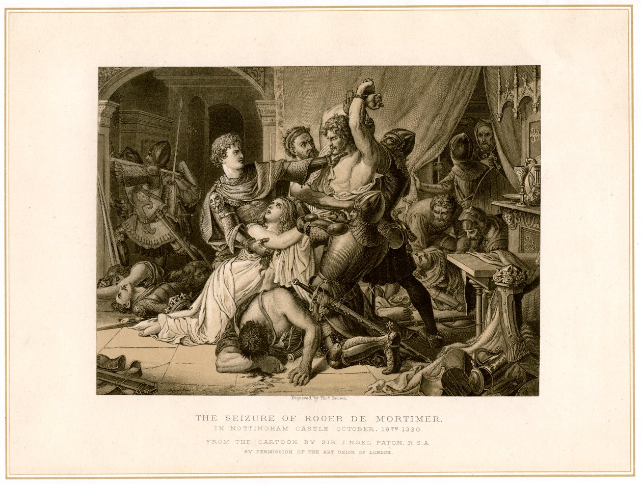 Roger de Mortimer elfoglalása 1287-1330 a nottinghami kastélyban, 19. század. alkotó: Noel Paton