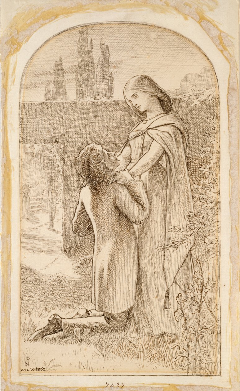 Két szerető egy csillagfényes kertben, 1862 alkotó: Noel Paton