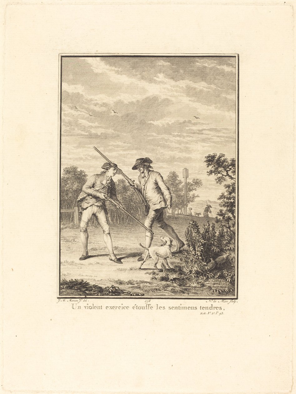 Az erőszakos gyakorlat elfojtja a gyengéd érzéseket alkotó: Noël Le Mire after Jean Michel Moreau