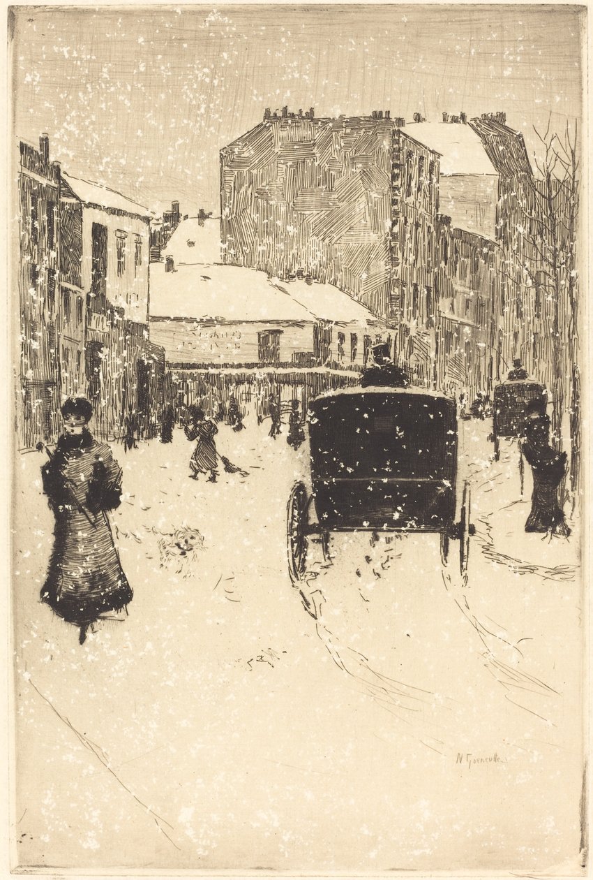 Boulevard Clichy a hóban alkotó: Norbert Goeneutte
