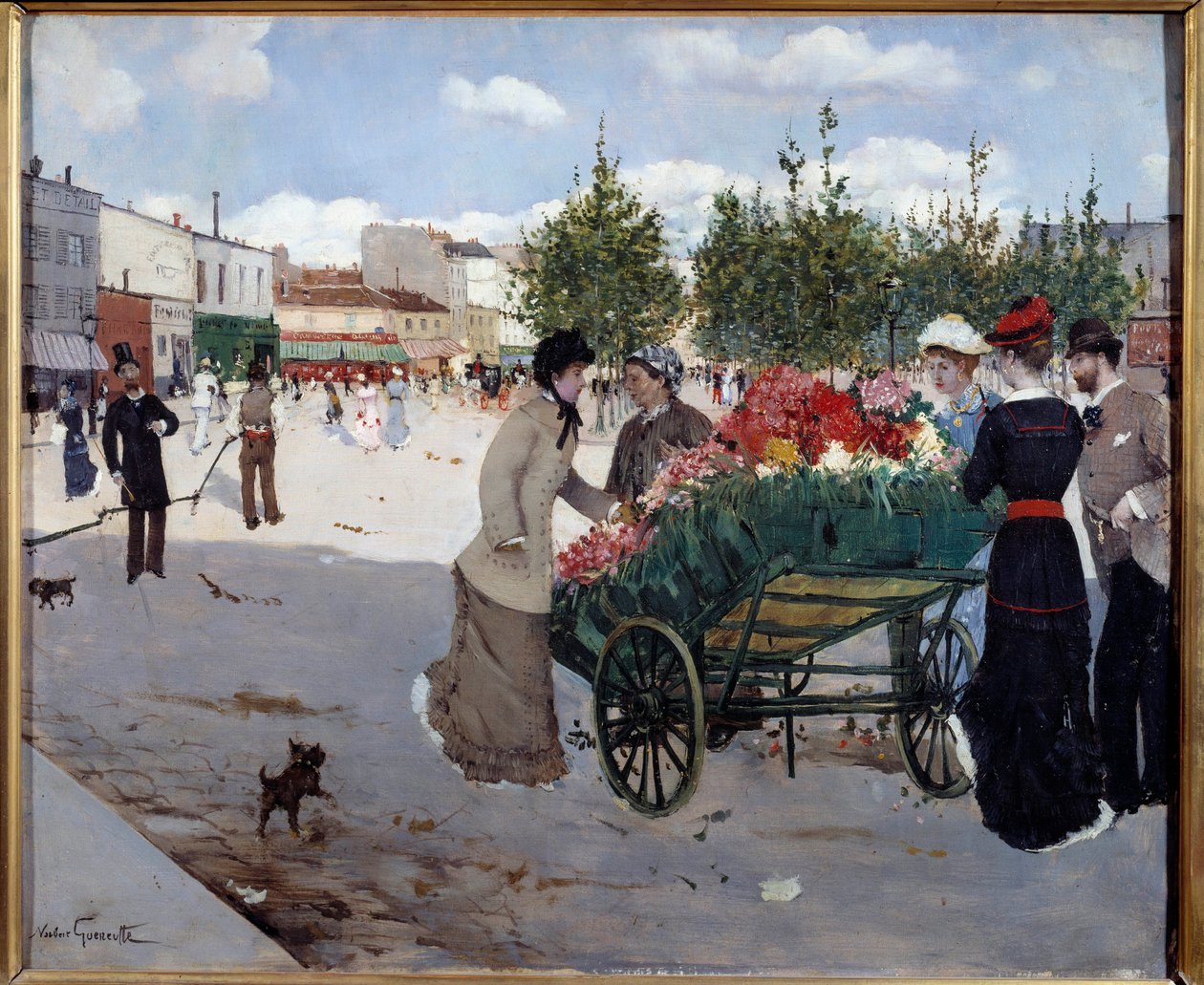 Virágüzlet a párizsi Boulevard Rochechouartban (Marche de la Madeleine). Norbert Goeneutte (1854-1894) festménye alkotó: Norbert Goeneutte