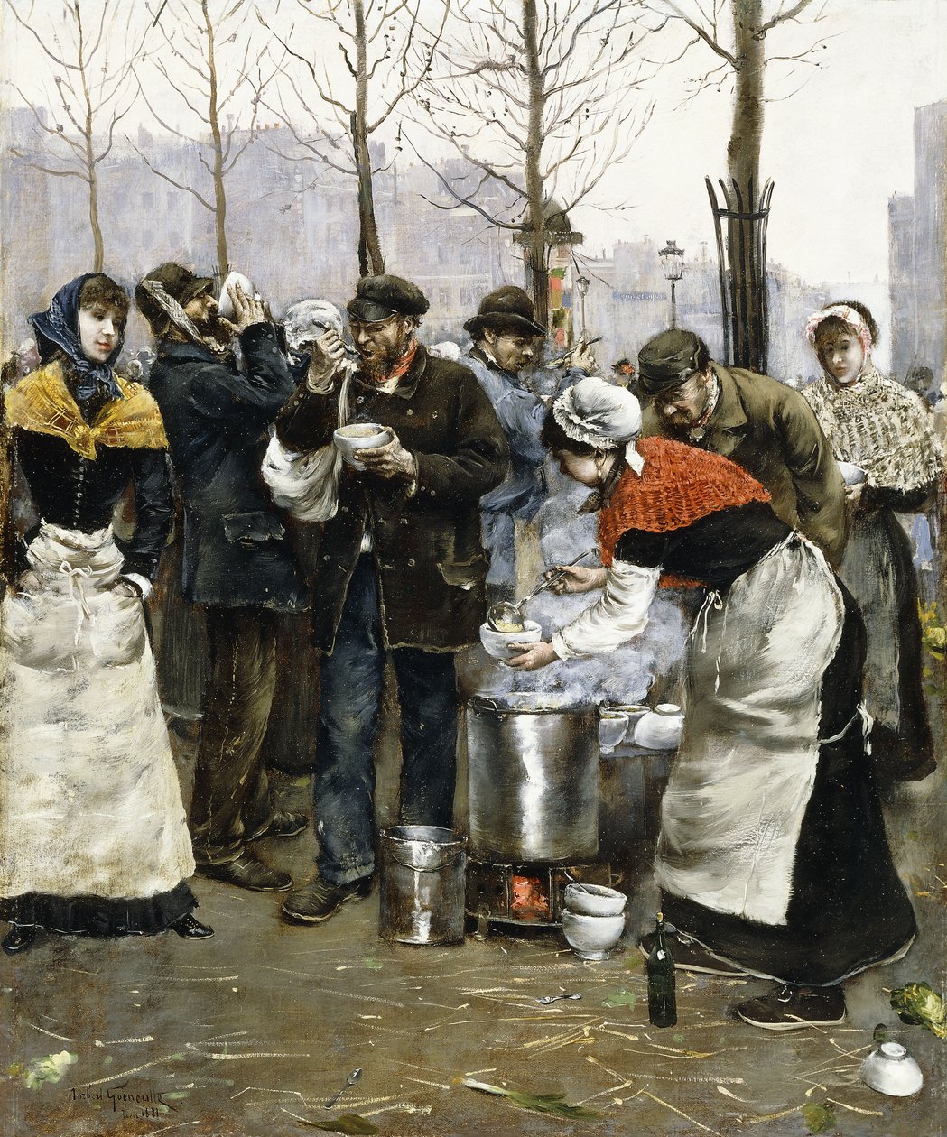 Leves a szentmisékhez egy téli napon, Párizs, 1881 alkotó: Norbert Goeneutte