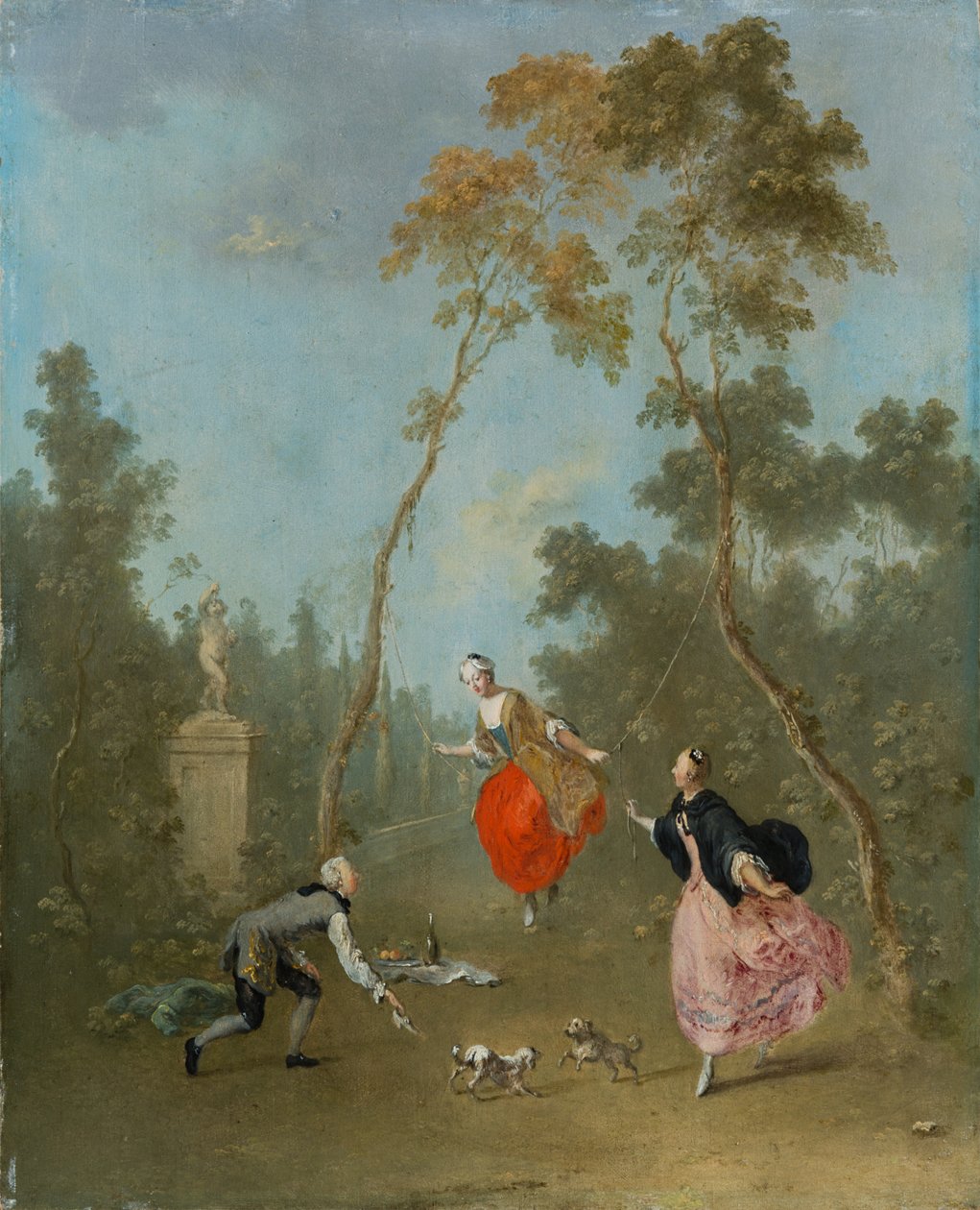 Hölgy hintán – Galáns jelenet a parkban 1, 1760 körül (olaj, hársfa) alkotó: Norbert Joseph Carl Grund