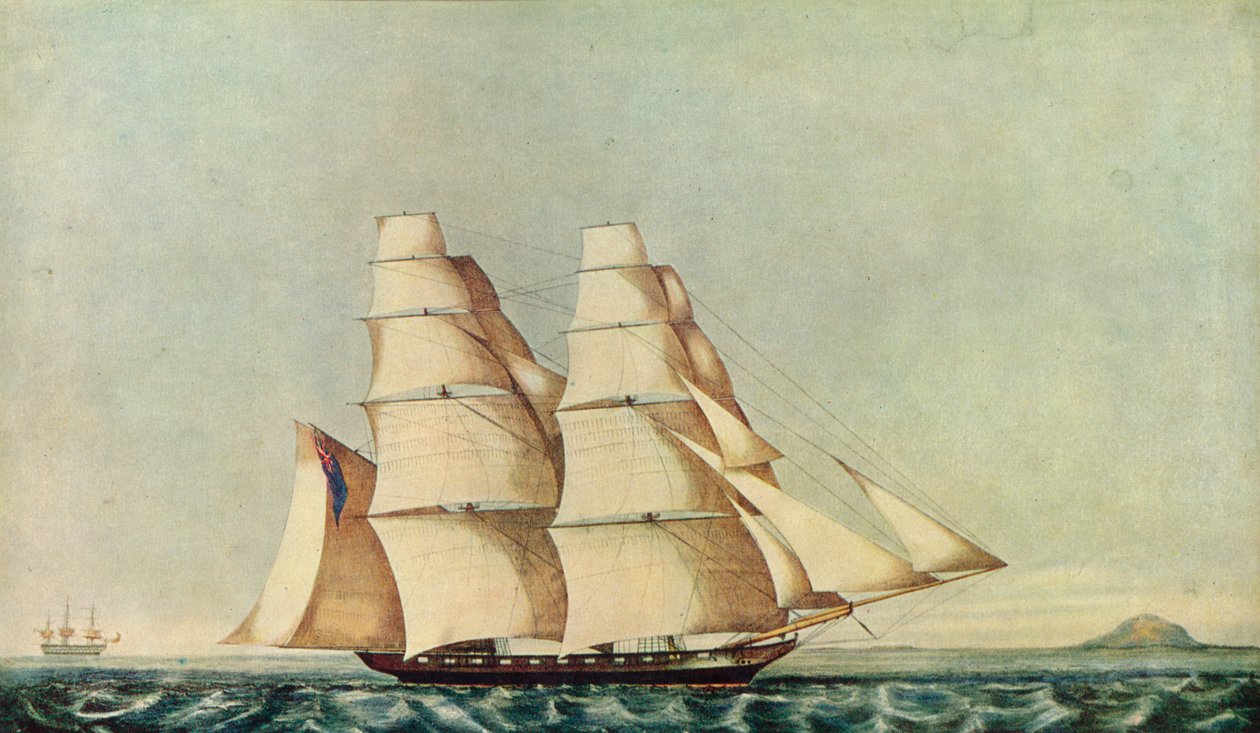 "The Opium Clipper Brig Anonyma in the Straits of Malacca", 1846 alkotó: Norman Hill