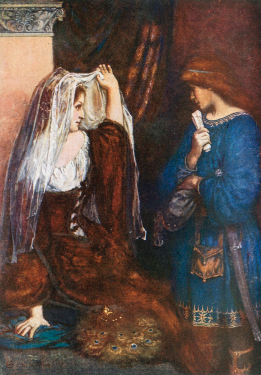 Olivia: "De mi elhúzzuk a függönyt, és megmutatjuk a képet". A tizenkettedik éjszaka - I. felvonás, 5. jelenet (színes litográfia) alkotó: Norman Mills (after) Price