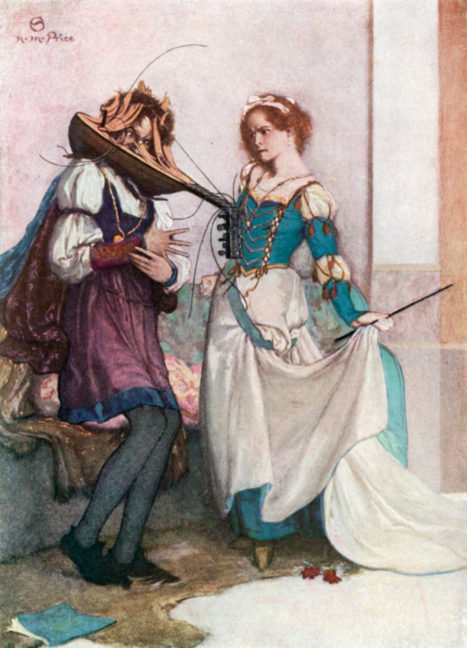 A szelíd Katalin. A cickányszelídítő - II. felvonás, 1. jelenet (színes lithó) alkotó: Norman Mills (after) Price