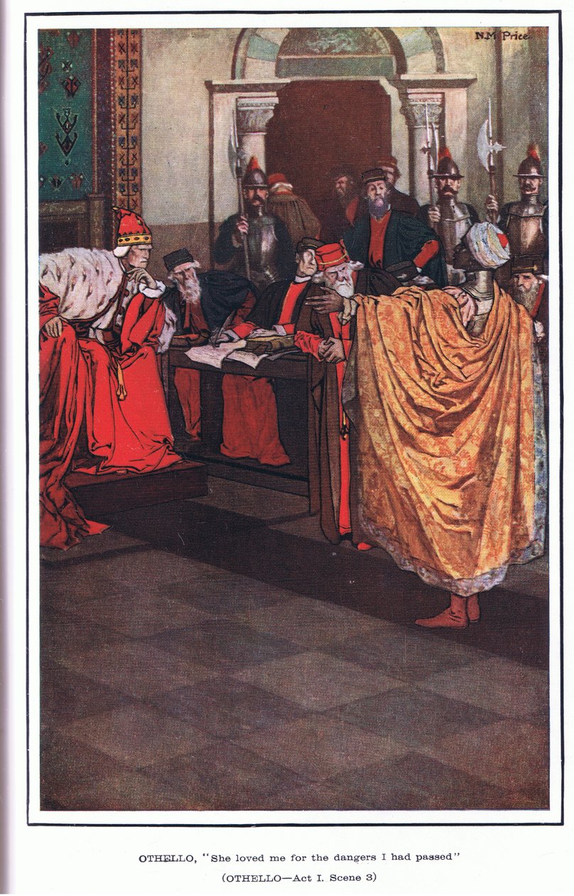 Othello: "Szeretett engem azokért a veszélyekért, amelyeken átmentem" (Othello) alkotó: Norman Mills Price