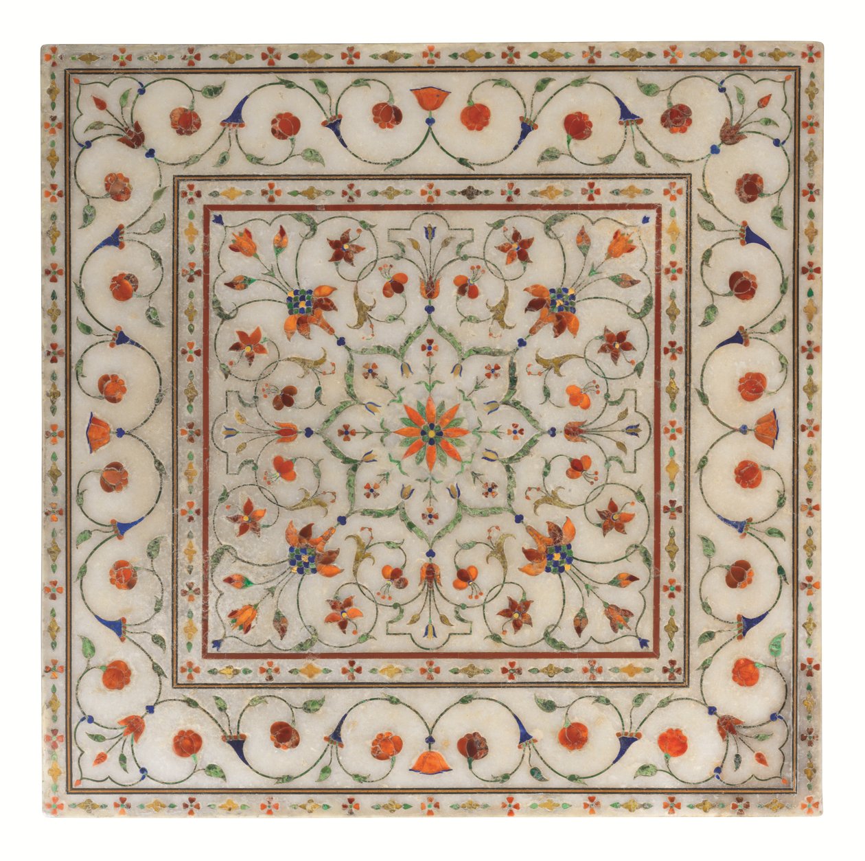 Mogul pietra dura intarziás márvány lábtartó, 1700 körüli. alkotó: North Indian School