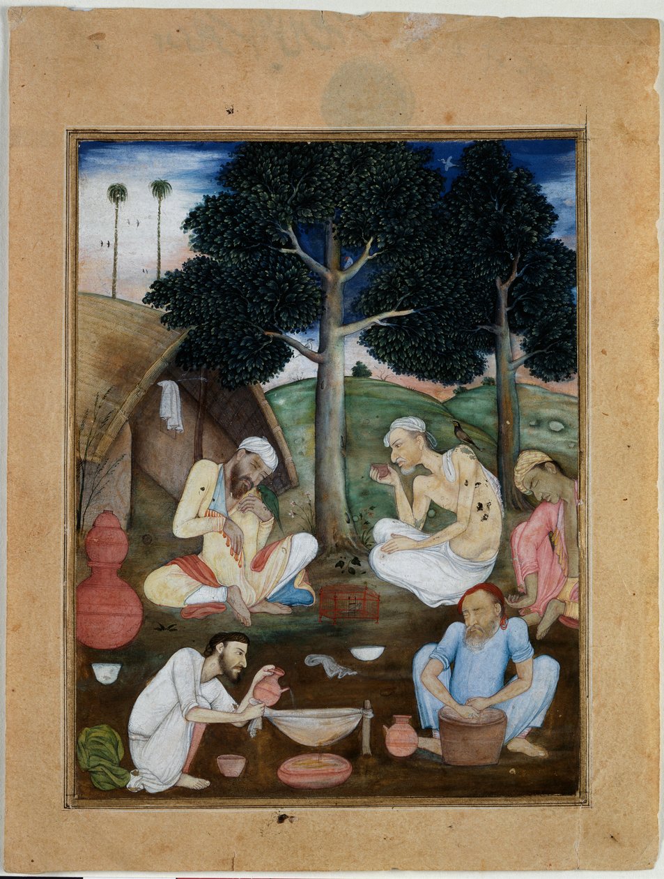 Bhangfüggők csoportja, 1600 körül (gouache, papír) alkotó: North Indian School