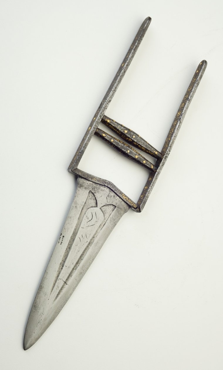 Jamadhar, vagy ütőtőr egy gyermeknek (acél, vas, arany és sárgaréz). alkotó: North Indian School