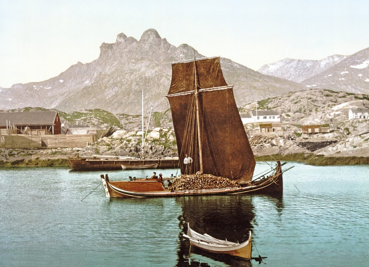 Rönköt szállító Nordland hajó, Norvégia, 1890-1900 alkotó: Norwegian Photographer