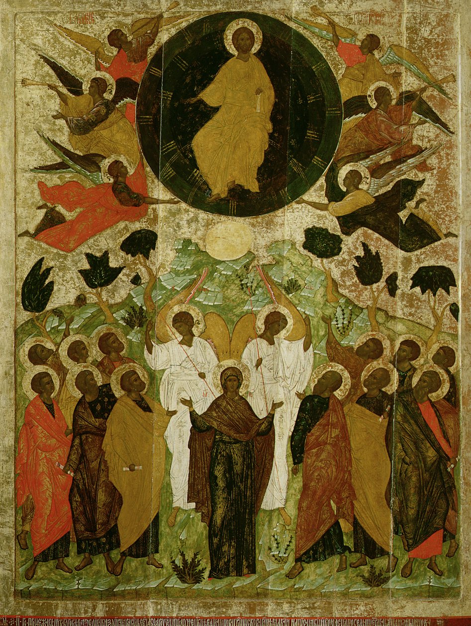 Urunk mennybemenetele, orosz ikon a Malo-Kirillov kolostorból, Novgorodi Iskola, 1543 (tempera a panelen) alkotó: Novgorod School