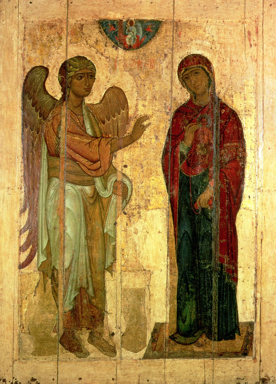 Az Ustiug Angyali üdvözlet, 1130-40 körül (tempera a panelen) alkotó: Novgorod School