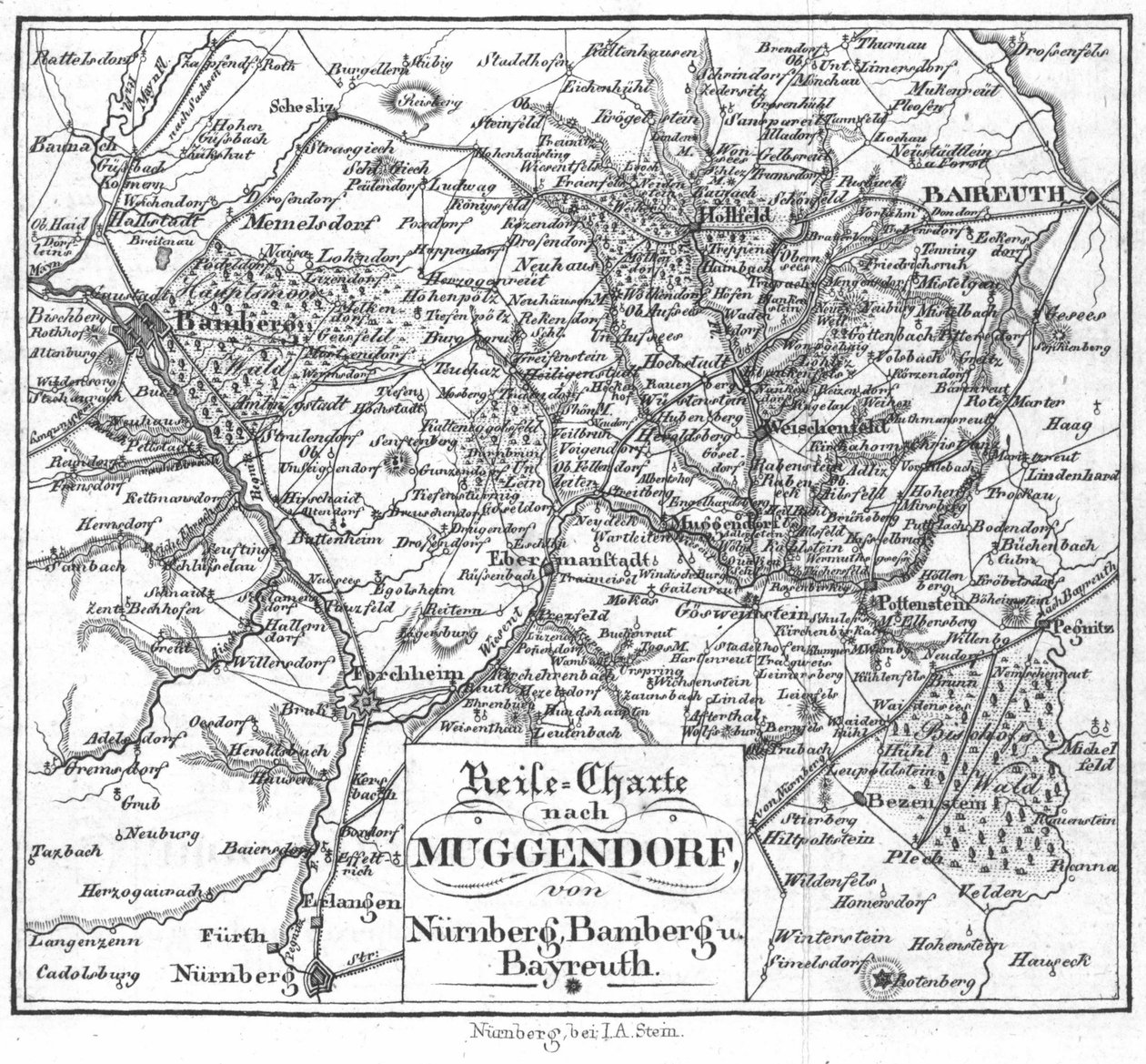 Oklevél Muggendorfba Nürnbergből, Bambergből és. Bayreuth alkotó: Nürnberg Verlag J. A. Stein