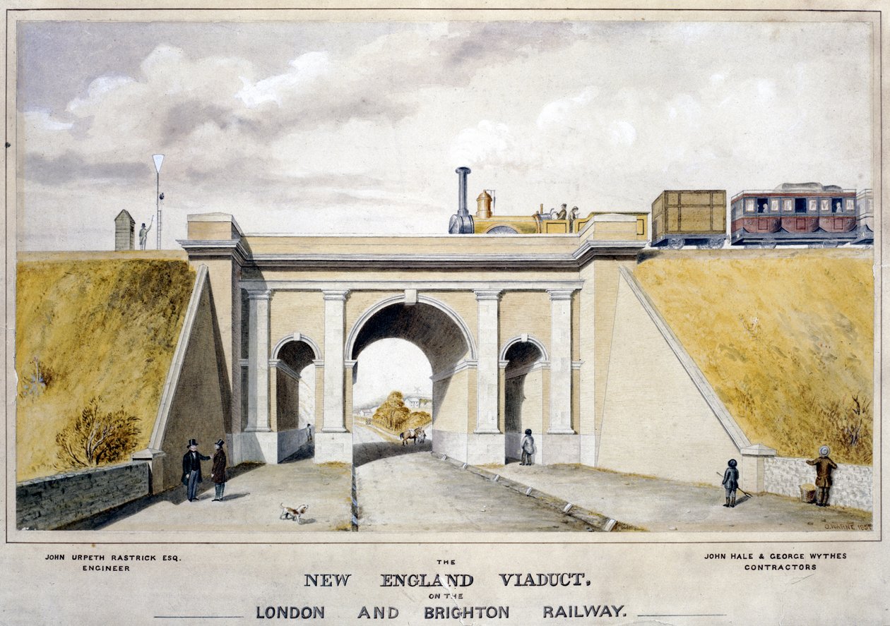 A New England-i viadukt a londoni és brightoni vasúton, 1857 alkotó: O. Warne