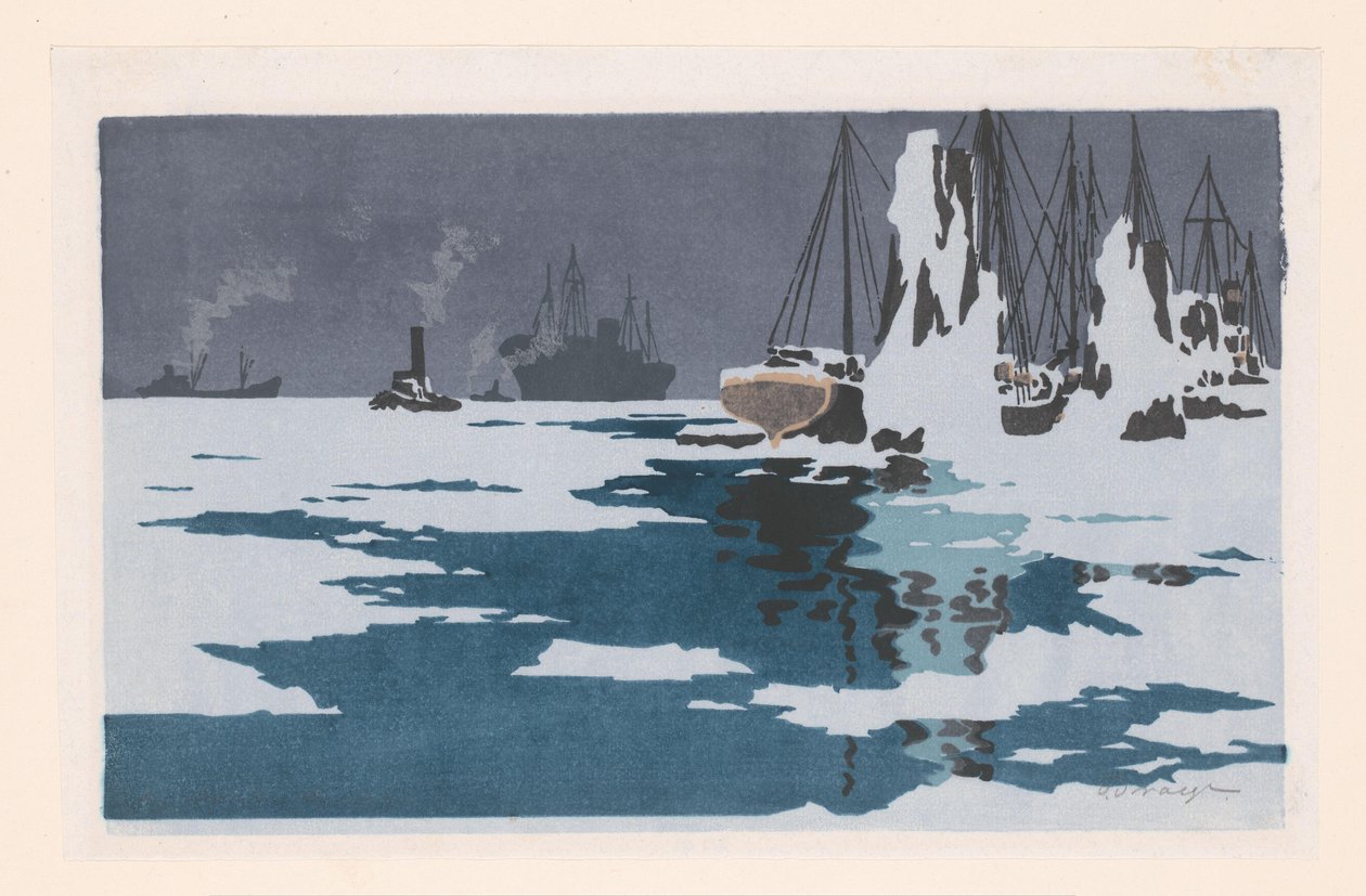 Kilátás Bremerhavenre alkotó: O. Droegl (signed by artist)
