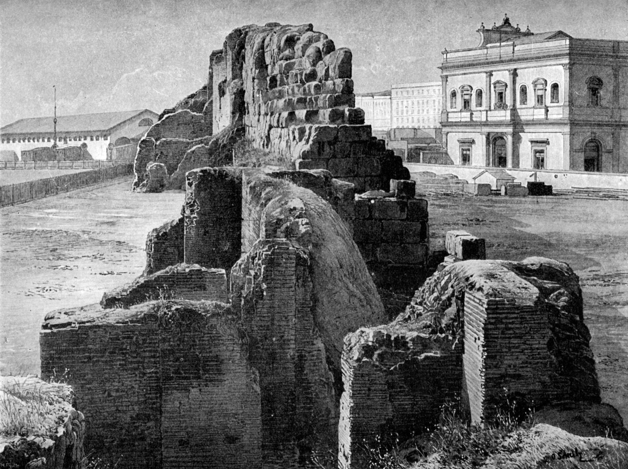 A Servian fal maradványai a vasútállomás közelében, Róma, 1902 alkotó: O Schulz