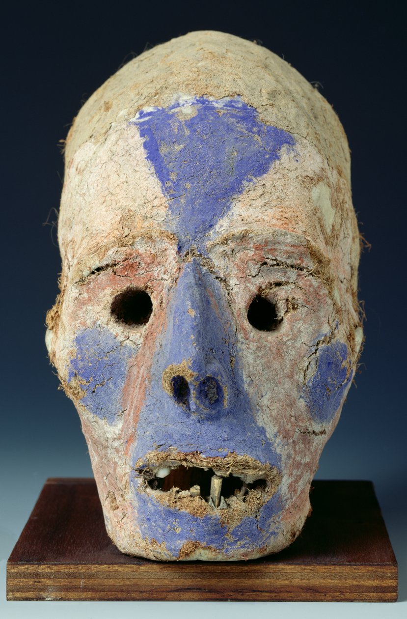A halált jelképező szerelt fej, Vanuatuból, 11-19. század (festett agyag) alkotó: Oceanic