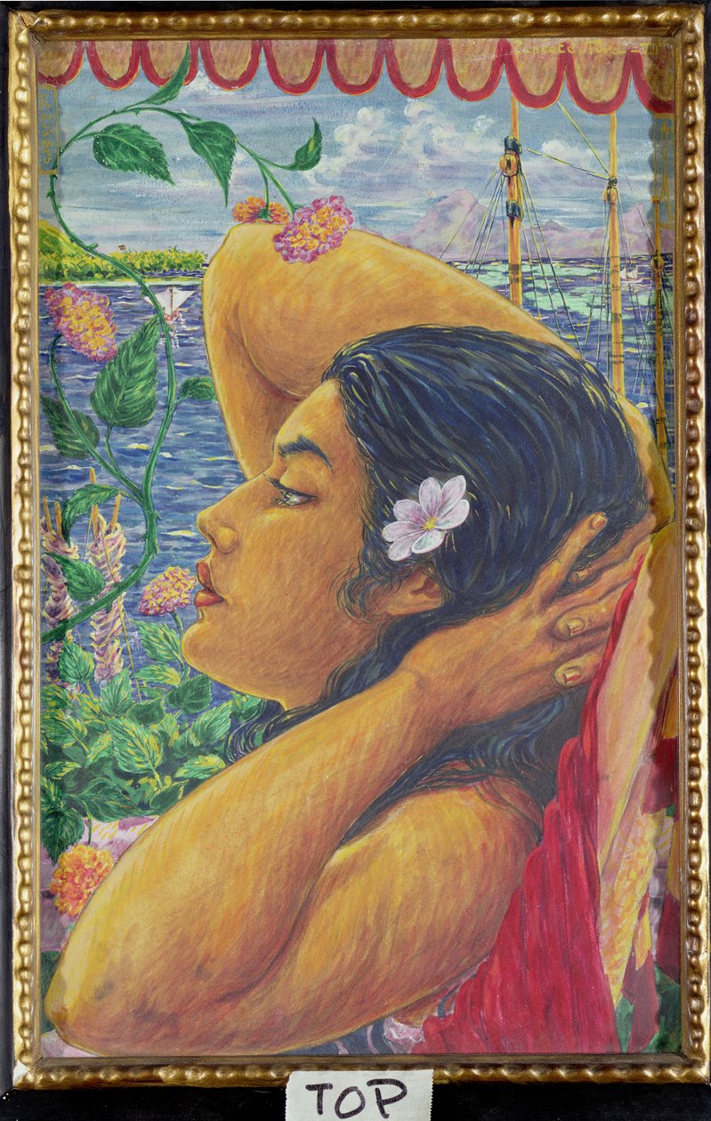 Vahine, Tahiti, 1920 körül (wc papíron) alkotó: Octave Morillot