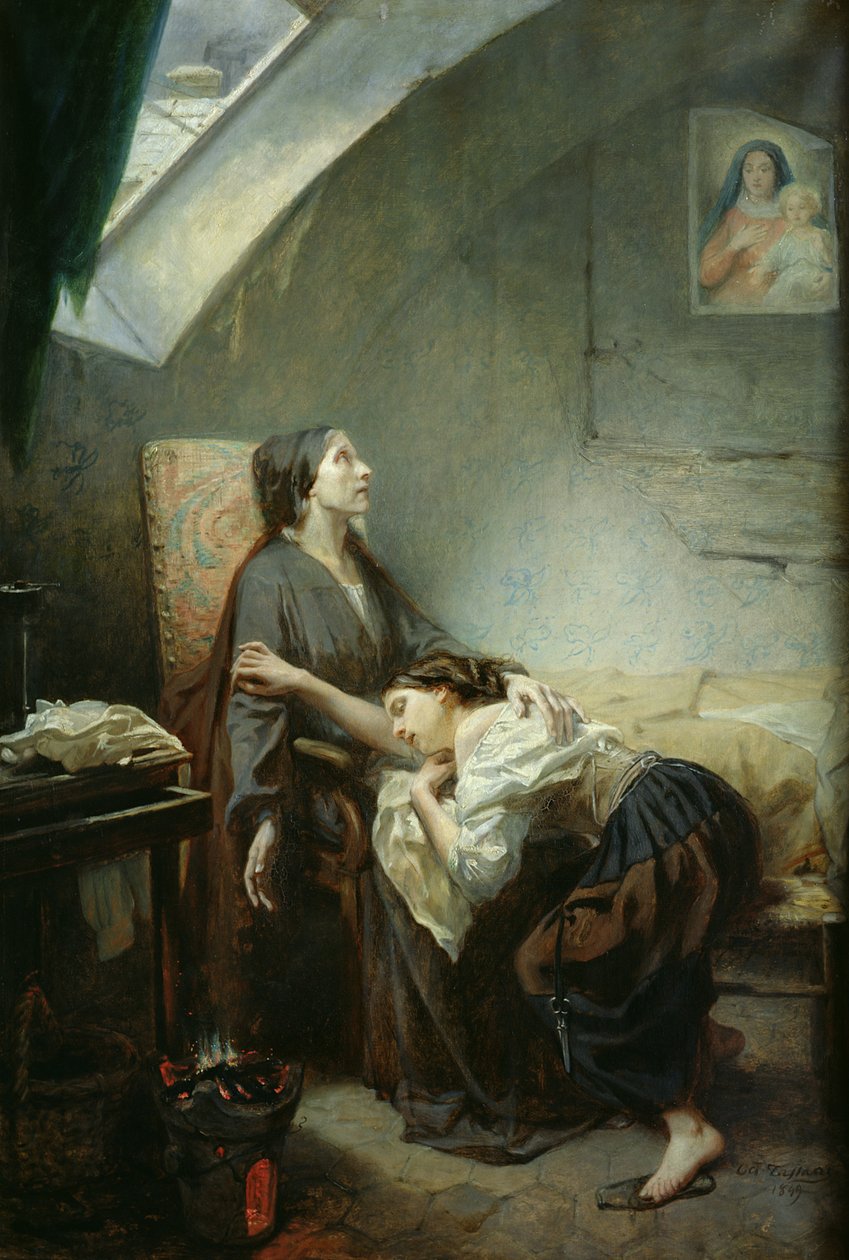 A szegénység sújtotta család, avagy az öngyilkosság, 1849 alkotó: Octave Tassaert