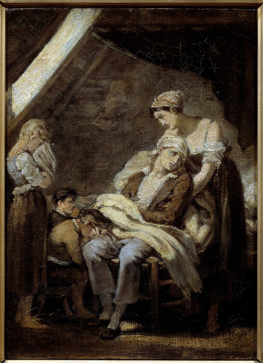A boldogtalan család. Octave Tassaert festménye (1800-1874) alkotó: Octave Tassaert