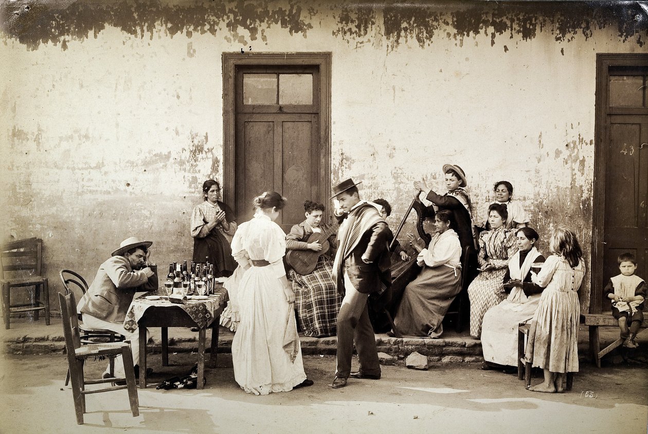 A chileiek cueca-t táncolnak (zselatin ezüst mintás) alkotó: Oder W. Heffer