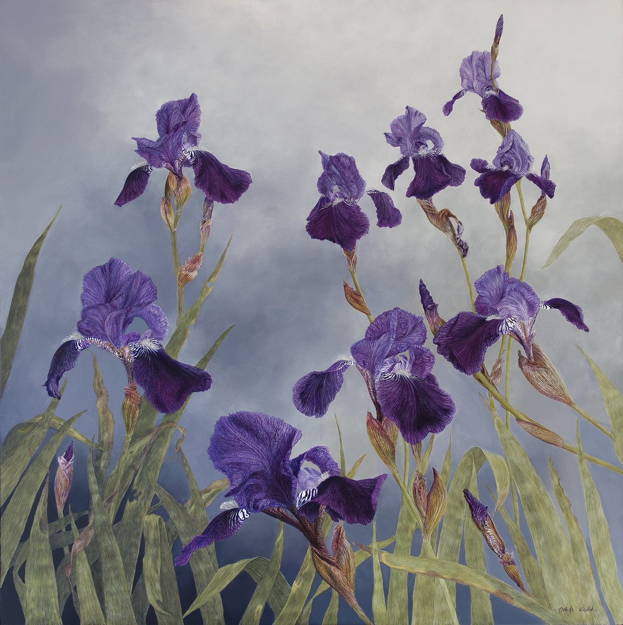 Iris hybrida, 2015 (akril, gipszelt fára) alkotó: Odile Kidd