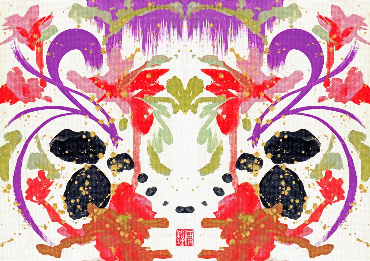 Zen Orange Purple Flowers 2, 2021 (akril, vászon, digitális) alkotó: Odilia W. Y. Fu