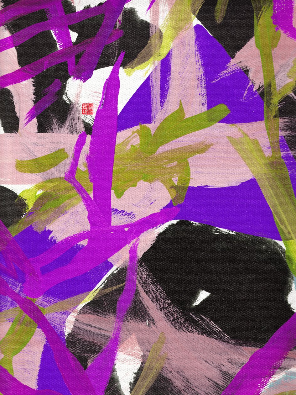 Zen Purple Floral, 2023 (akril, vászon) alkotó: Odilia W. Y. Fu