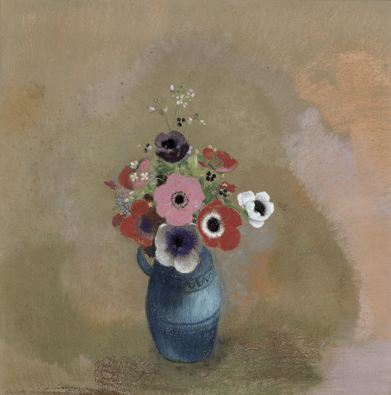 Csokor kökörcsin (pasztell) alkotó: Odilon Redon