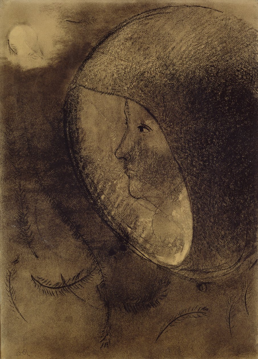 Cellular Face, 1895 (szén, papíron) alkotó: Odilon Redon