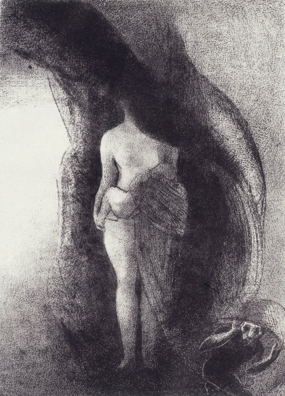 Még mindig én vagyok a nagy Ízisz! Még soha senki nem lebbentette fel a fátylat! Az én utódom a nap! La Tentation de Saint-Antoine számára, XVI. tábla, n.d. alkotó: Odilon Redon