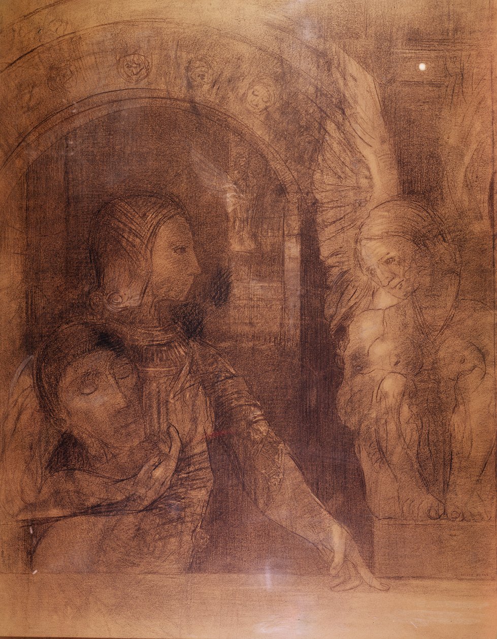A misztikus lovag vagy a szfinx, 1890 körül (szén) alkotó: Odilon Redon
