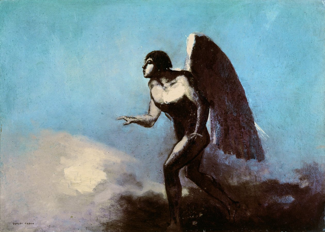A szárnyas ember, avagy bukott angyal, 1880 előtt (olaj, karton) alkotó: Odilon Redon