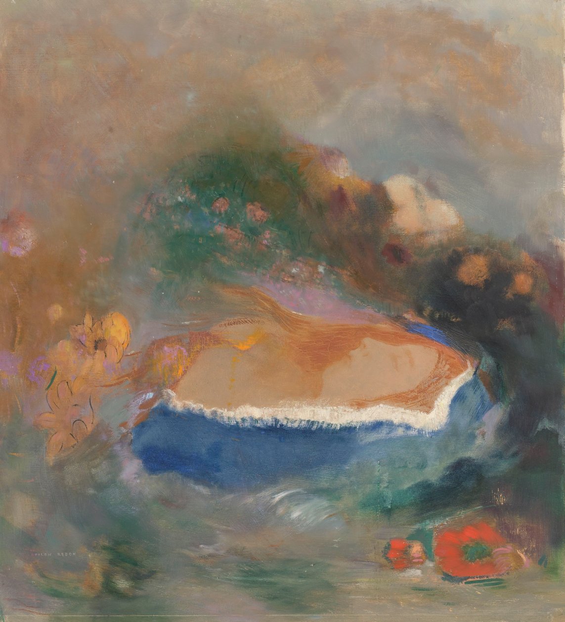 Ophelia, a kék köpeny a vizeken (Ophelia kék boszorkánysággal a vízben) Ophelia, a kék köpeny a vizeken alkotó: Odilon Redon (signed by artist)