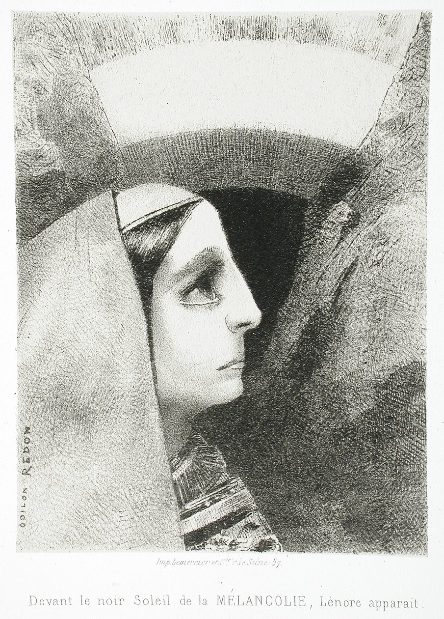 Edgar Poe-nak (A Melankólia fekete napja előtt megjelenik Lénore) alkotó: Odilon Redon