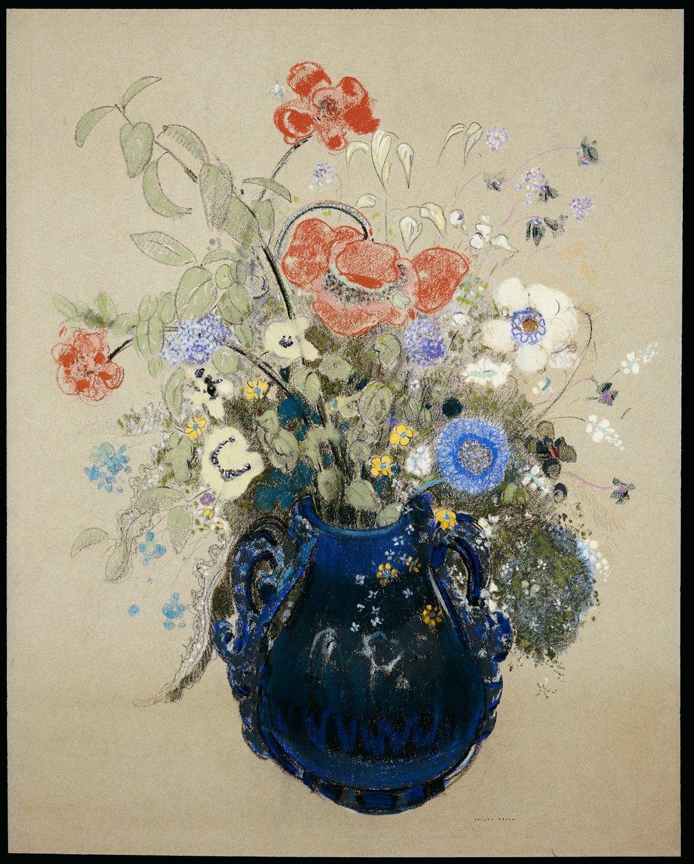 Egy váza kék virágokkal, 1905-2008 körül alkotó: Odilon Redon
