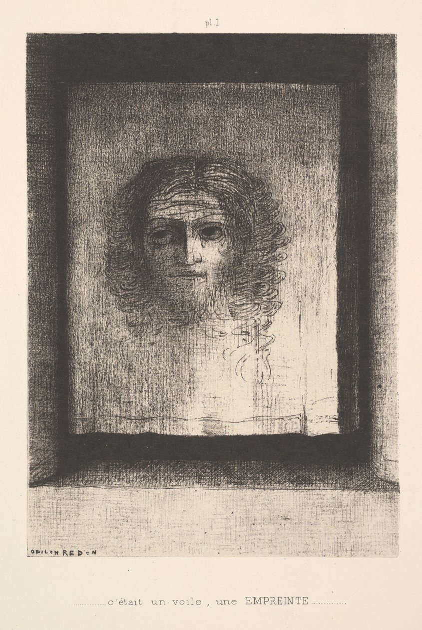 Fátyol, nyomtatott kép, 1891. alkotó: Odilon Redon