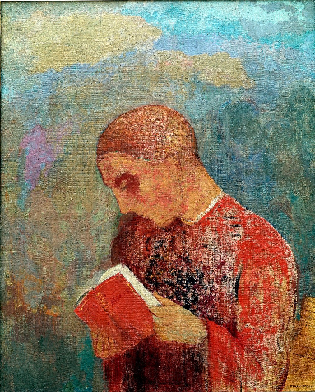 Elzász vagy, Szerzetes olvasás, 1914 körül (olaj, vászon) alkotó: Odilon Redon