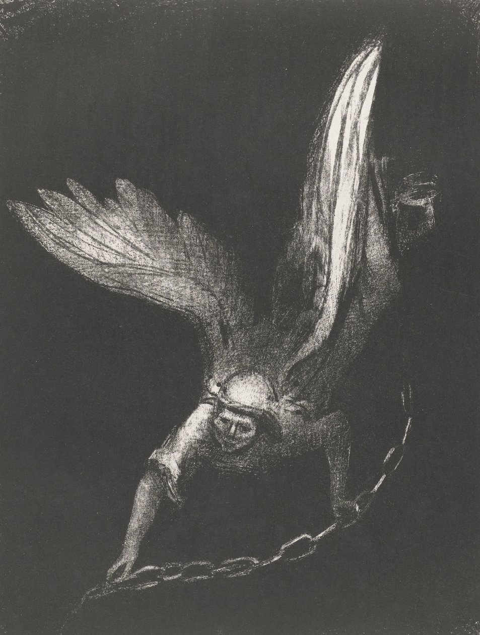 Angyal lánccal a kezében, 1899 (nyomtatás) alkotó: Odilon Redon