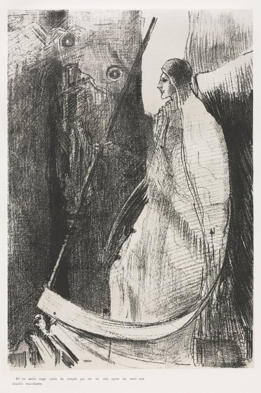 És egy másik angyal jött ki a templomból, amely a mennyben van, és neki is éles sarlója volt alkotó: Odilon Redon