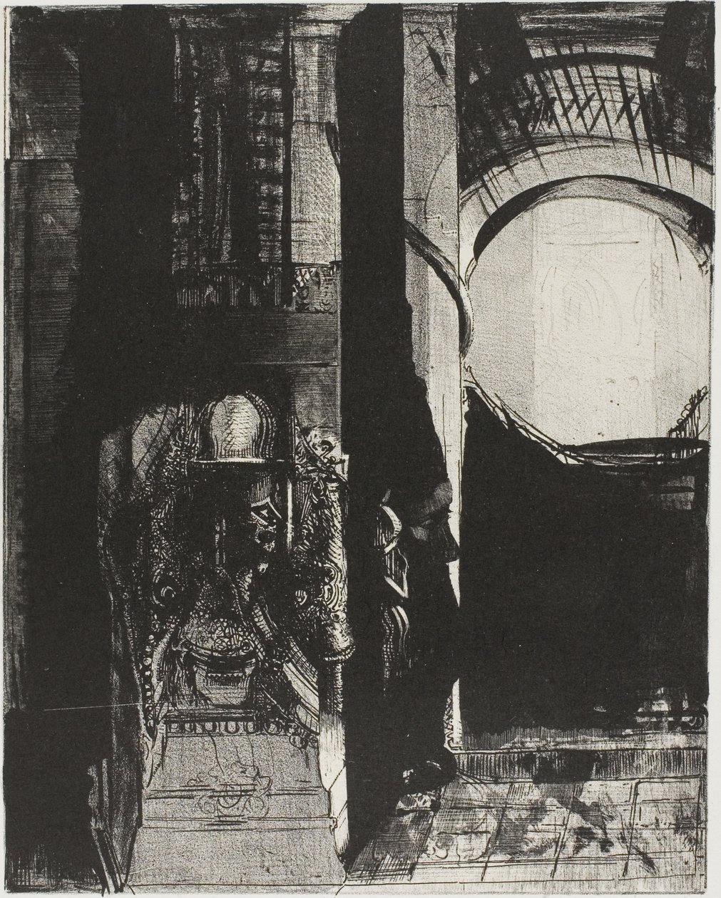 És minden oldalon bazaltoszlopok,...a fény hullik a boltíves tetőről, 24/3. tábla alkotó: Odilon Redon
